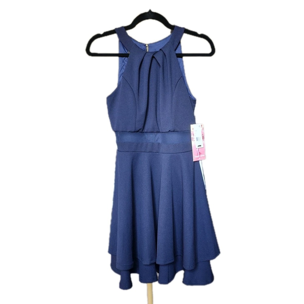 Emerald Sundae Dress Womens Medium Navy Halter Cocktail Party Wedding Brunch NWT